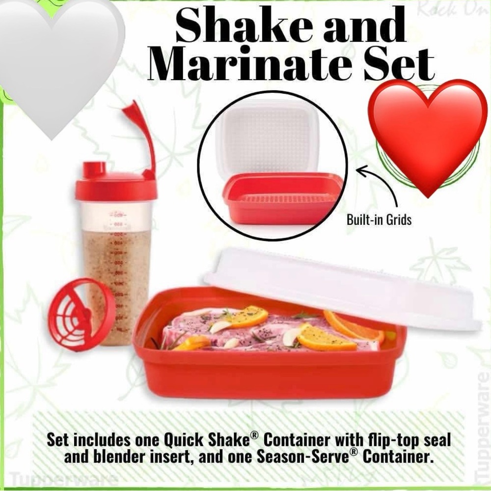 Tupperware Shake and Marinate Set in Red